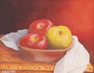 Manzanas del pintor, óleo sobre tela, 24x30 cm.